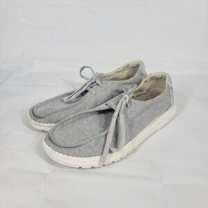 Hey Dude Wendy Sneakers Women Size 8 Gray Lace Up Comfort Travel Resortwear